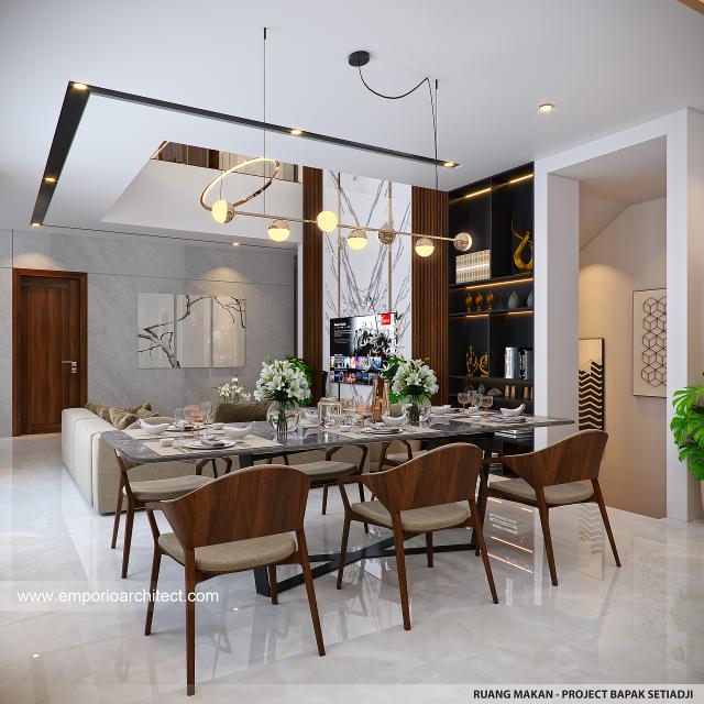 Desain Ruang Makan Rumah Modern 3.5 Lantai Bapak STJ di Jakarta