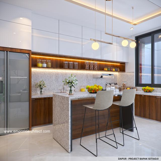 Desain Dapur Rumah Modern 3.5 Lantai Bapak STJ di Jakarta