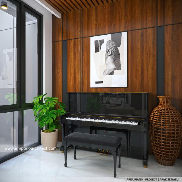 Desain Area Piano Rumah Modern 3.5 Lantai Bapak STJ di Jakarta