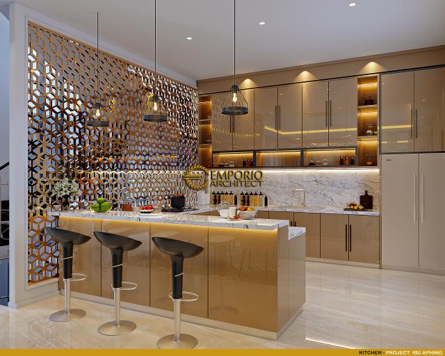 Desain Dapur Rumah Modern 3.5 Lantai Ibu APG di Jakarta