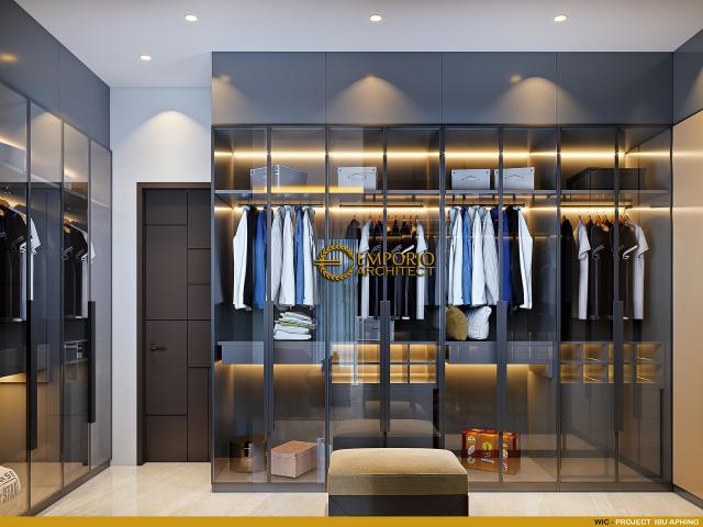 Desain Walk In Closet Rumah Modern 3.5 Lantai Ibu APG di Jakarta