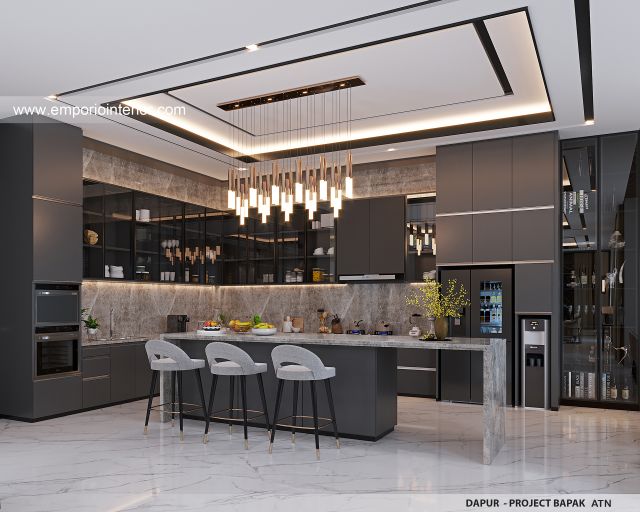 Desain Dapur Rumah Modern 3.5 Lantai Bapak ATN 1504 di Tangerang