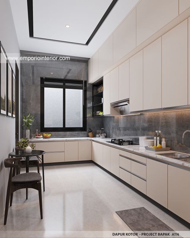 Desain Dapur Kotor Rumah Modern 3.5 Lantai Bapak ATN 1504 di Tangerang