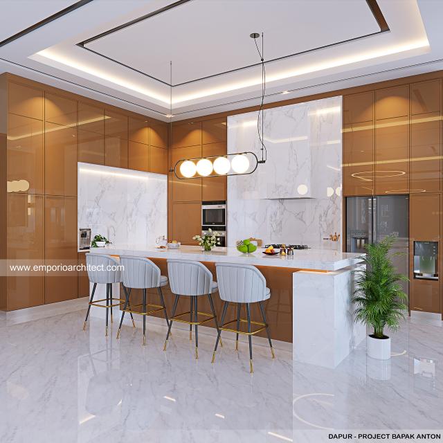 Desain Dapur Rumah Modern 3.5 Lantai Bapak ATN di Tangerang