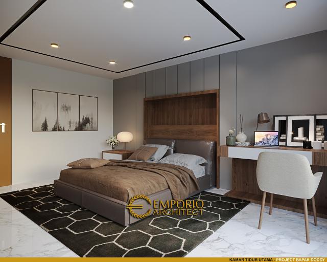 Desain Kamar Tidur Utama Rumah Modern 3.5 Lantai Bapak Doddy di Jakarta Utara