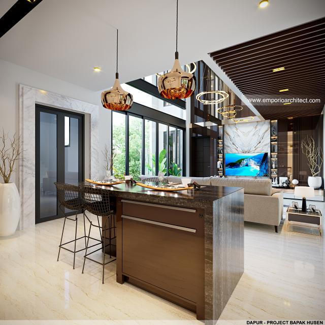 Desain Dapur Rumah Modern 3.5 Lantai Bapak HSN di Jakarta Barat