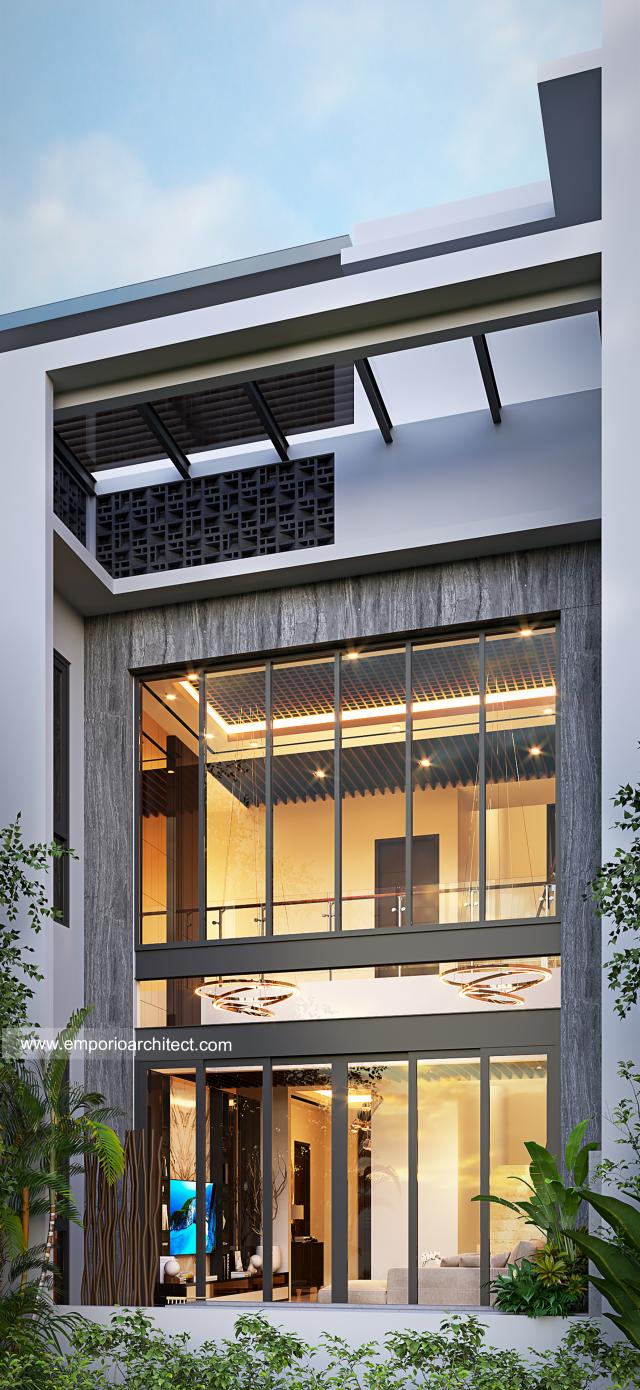 #backfacadedesign - Mr. HSN Modern House 3.5 Floors Design - Jakarta Barat - Code 22418