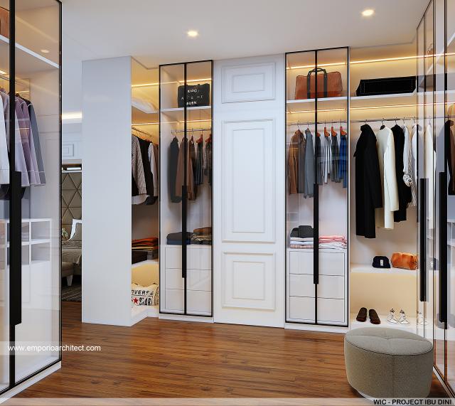 Desain Walk In Closet Rumah Modern 3.5 Lantai Ibu Dini di Tangerang Selatan