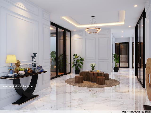 Desain Foyer Rumah Modern 3.5 Lantai Ibu Dini di Tangerang Selatan