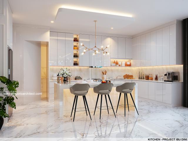 Desain Dapur Rumah Modern 3.5 Lantai Ibu Dini di Tangerang Selatan