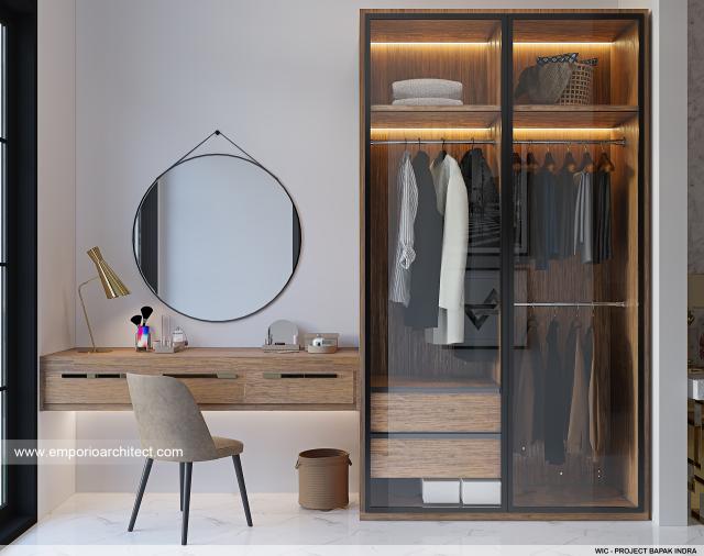 Desain Walk In Closet Rumah Klasik Modern 3.5 Lantai Bapak Indra di Kepala Gading, Jakarta Utara