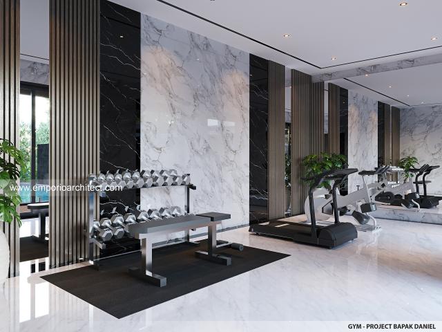 Desain Gym Area Rumah Modern 3.5 Lantai Bapak DNL di Banten