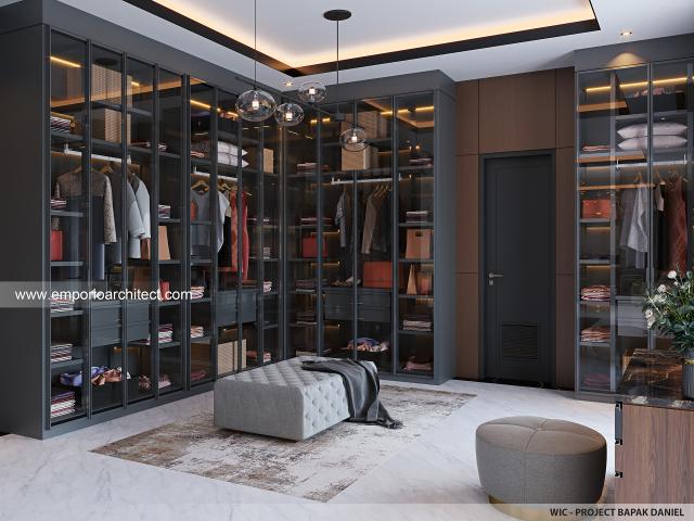 Desain Walk In Closet Rumah Modern 3.5 Lantai Bapak DNL di Banten