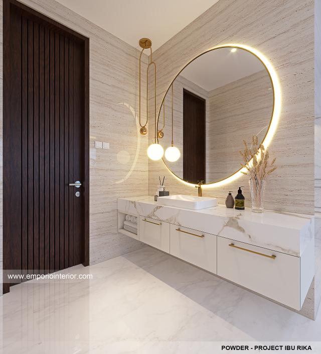 Desain Powder Room Rumah Modern 3.5 Lantai Ibu R.A di Bandung