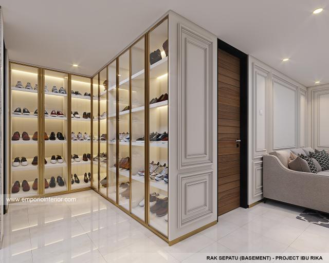 Desain Rak Sepatu Rumah Modern 3.5 Lantai Ibu R.A di Bandung