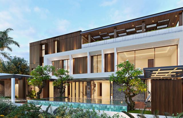 Desain Tampak Belakang Rumah Modern 3.5 Lantai Ibu R.A di Bandung