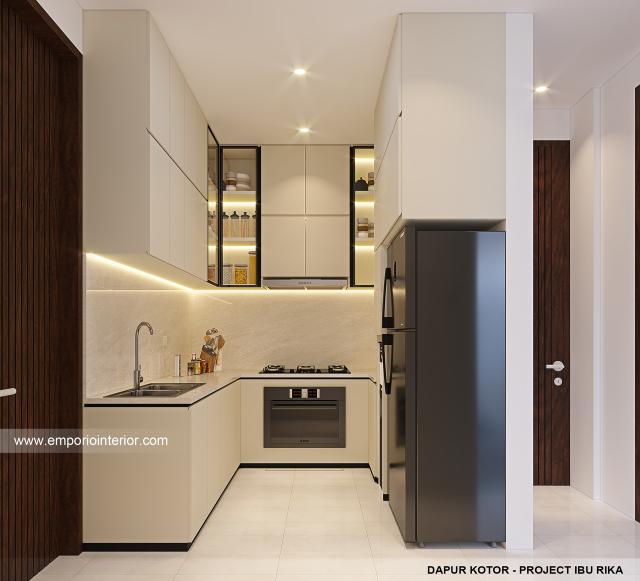 Desain Dapur Kotor Rumah Modern 3.5 Lantai Ibu R.A di Bandung