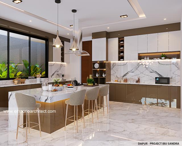 Desain Dapur Rumah Modern 3.5 Lantai Ibu Sandra di Jakarta Timur