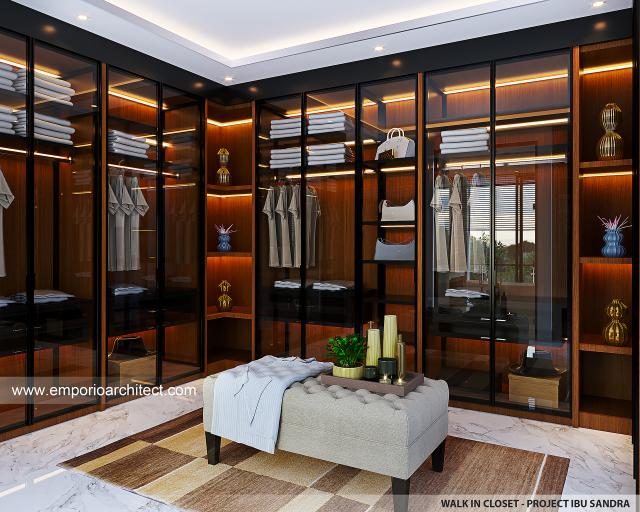 Desain Walk In Closet Rumah Modern 3.5 Lantai Ibu Sandra di Jakarta Timur