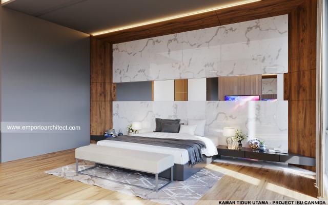 Desain Kamar Tidur Utama Rumah Modern 3.5 Lantai Ibu CND di Jakarta Barat