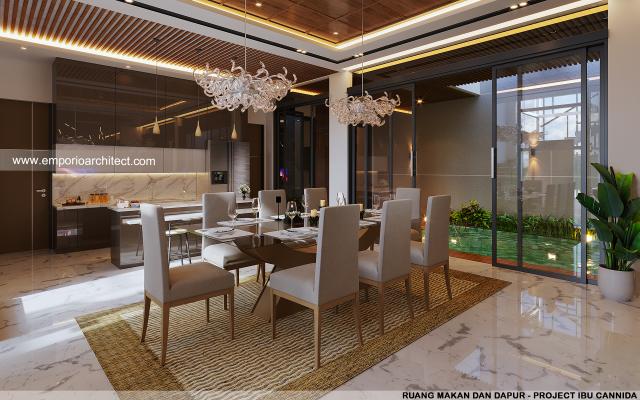 Desain Ruang Makan dan Dapur Rumah Modern 3.5 Lantai Ibu CND di Jakarta Barat