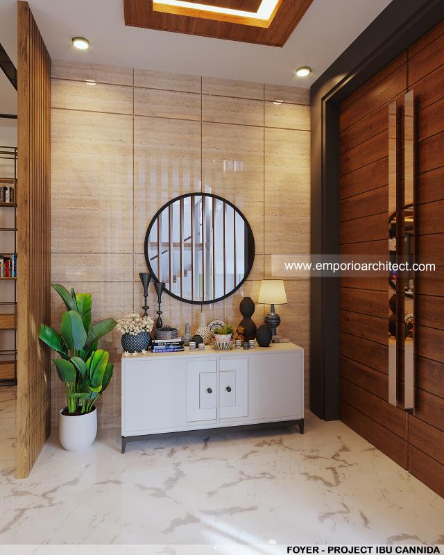 Desain Foyer Rumah Modern 3.5 Lantai Ibu CND di Jakarta Barat