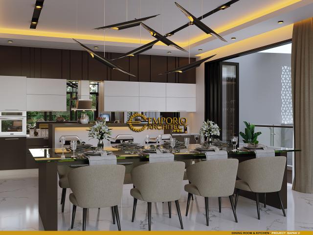 Desain Ruang Makan dan Dapur Rumah Modern 3.5 Lantai Bapak V di Jakarta Timur