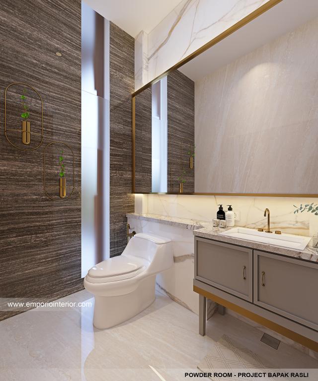 Desain Toilet Tamu Rumah Modern 3.5 Lantai Bapak RSL di Jakarta