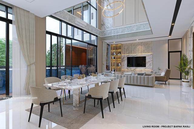 Desain Ruang Makan Rumah Modern 3.5 Lantai Bapak RSL di Jakarta