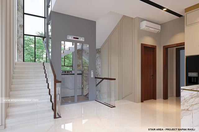 Desain Area Tangga Rumah Modern 3.5 Lantai Bapak RSL di Jakarta