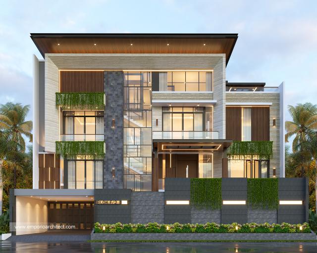 Desain Tampak Depan 3 Rumah Modern 3.5 Lantai Bapak RSL di Jakarta