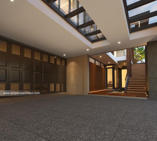 Desain Tampak Detail Depan 2 Rumah Modern 3.5 Lantai Bapak RSL di Jakarta