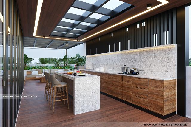 Desain Area Rooftop Rumah Modern 3.5 Lantai Bapak RSL di Jakarta