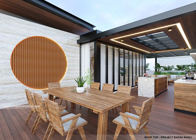 Desain Area Rooftop Rumah Modern 3.5 Lantai Bapak RSL di Jakarta