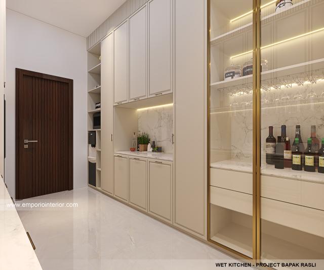 Desain Dapur Kotor Rumah Modern 3.5 Lantai Bapak RSL di Jakarta