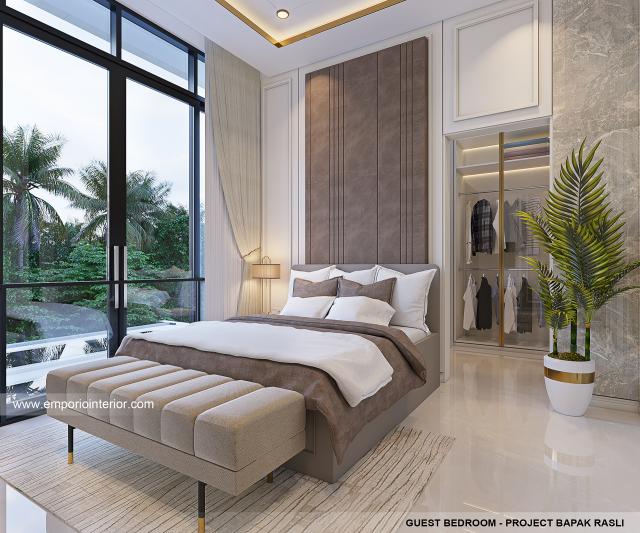 Desain Kamar Tidur Tamu Rumah Modern 3.5 Lantai Bapak RSL di Jakarta