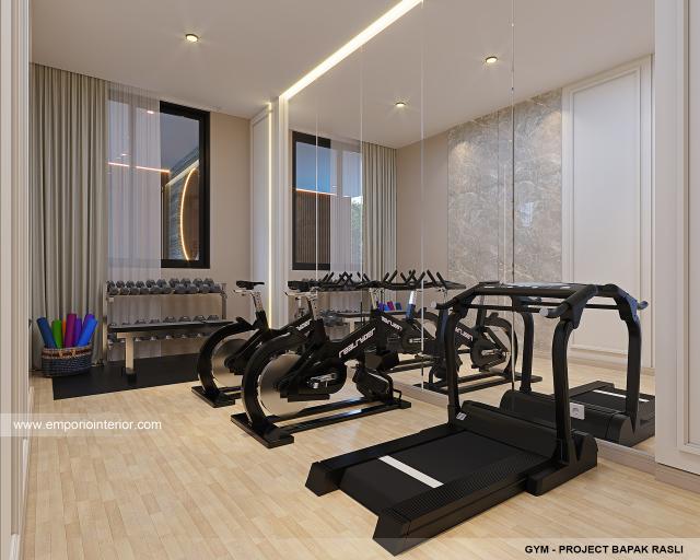 Desain Gym Area Rumah Modern 3.5 Lantai Bapak RSL di Jakarta