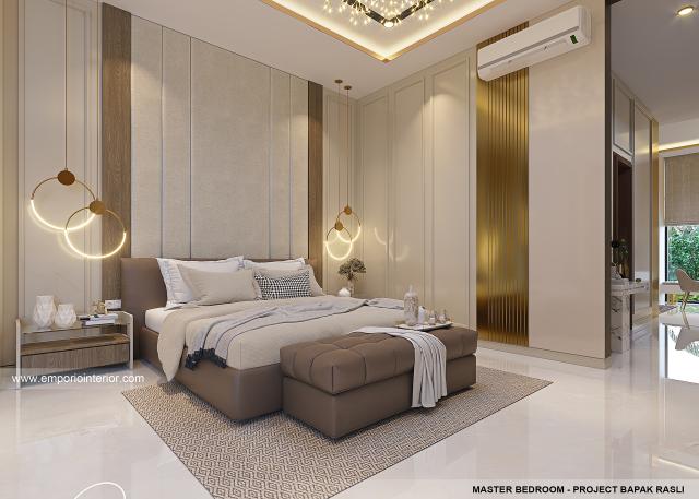 Desain Kamar Tidur Utama Rumah Modern 3.5 Lantai Bapak RSL di Jakarta