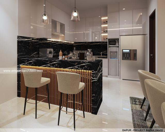 Desain Dapur Rumah Modern 3.5 Lantai Bapak DVI di Jakarta Barat