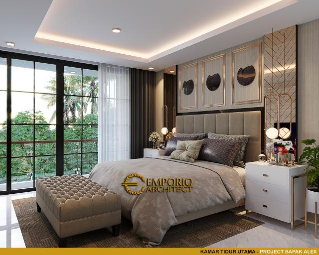 Desain Kamar Tidur Utama Rumah Modern 3.5 Lantai Bapak Alex di Jakarta