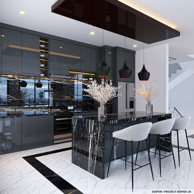 Desain Dapur Rumah Modern 4 Lantai Bapak LB di Jakarta