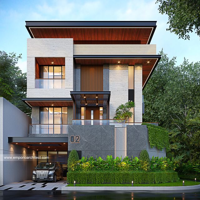 Desain Tampak Depan 2  Rumah Modern 4 Lantai Bapak ADR di Gading Serpong, Tangerang