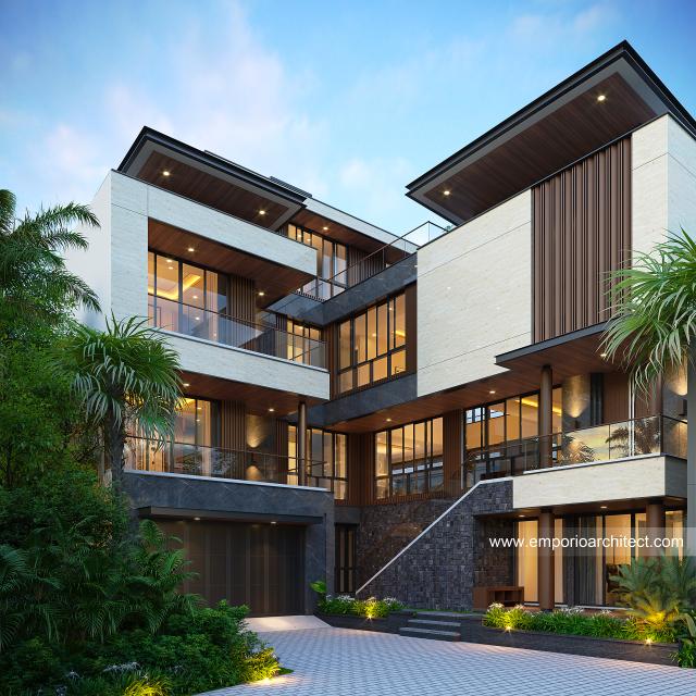 #frontviewexterior - Mrs. STF 1585 Modern House 4 Floors Design - Bali - Code 32781