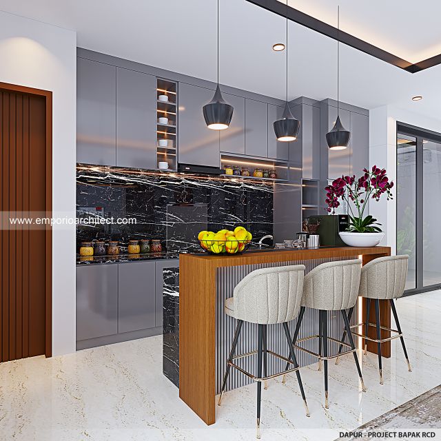 Desain Dapur Rumah Modern 4 Lantai Bapak RCD di PIK, Jakarta Utara