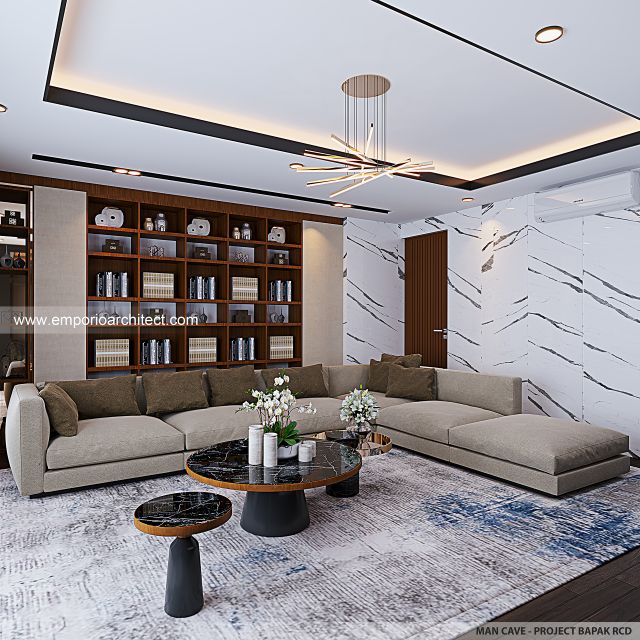 Desain Area Mancave Rumah Modern 4 Lantai Bapak RCD di PIK, Jakarta Utara