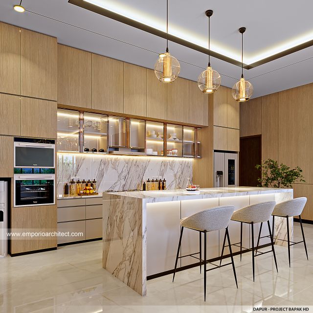 Desain Dapur Rumah Modern 4 Lantai Bapak HD di Jakarta