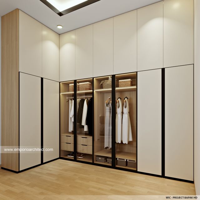 Desain Walk In Closet Rumah Modern 4 Lantai Bapak HD di Jakarta