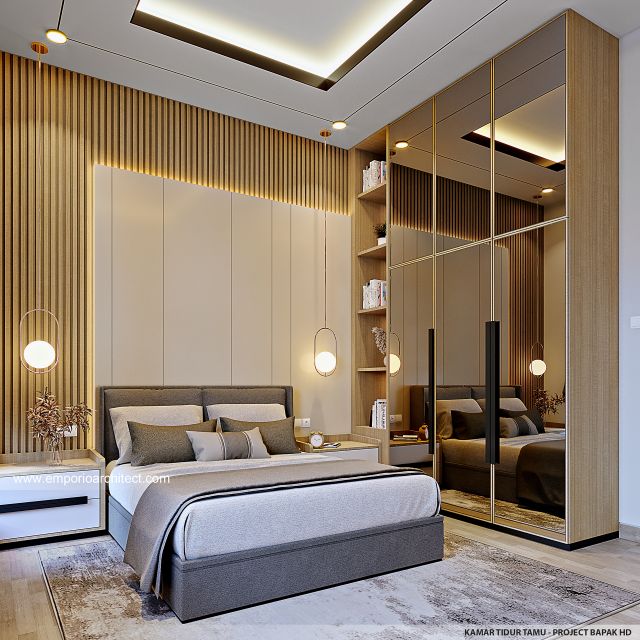 Desain Kamar Tidur Tamu Rumah Modern 4 Lantai Bapak HD di Jakarta