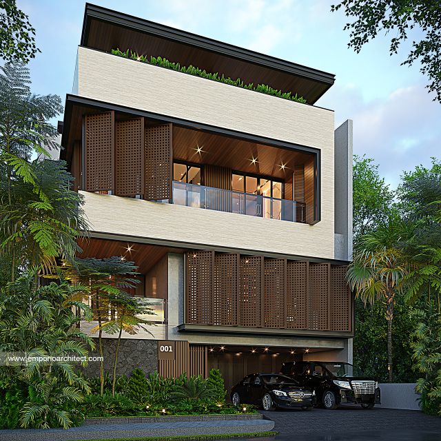 Desain Tampak Depan 2 Rumah Modern 4 Lantai Bapak APG di Serpong, Tangerang Selatan