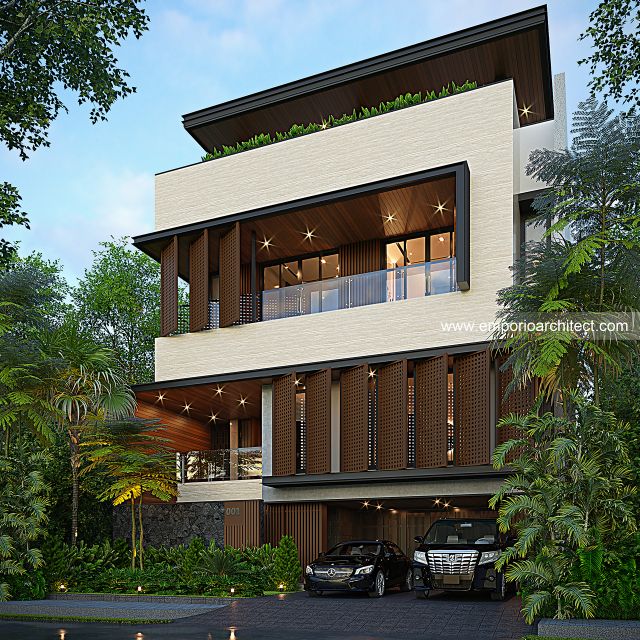 Desain Tampak Depan 3 Rumah Modern 4 Lantai Bapak APG di Serpong, Tangerang Selatan